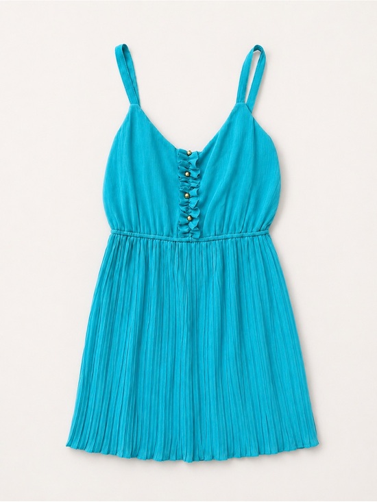 BeBop Dresses & Skirts - BeBop Aqua Pleated Spaghetti Strap Dress / Size Medium Blue Sundress
